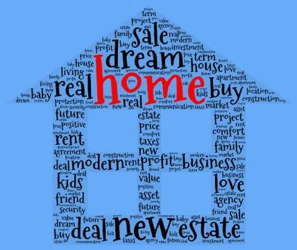 Home word cloud concept  in house shape Stock Illustration