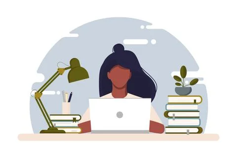 Home work concept on isolated background Stock Illustration