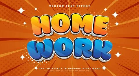 Home work editable text effect Template Stock Illustration