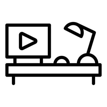 Home work studio icon outline vector. Computer online Stock Illustration