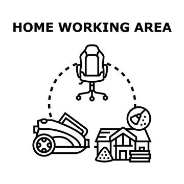 Home working area concept with office chair Stock Illustration