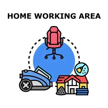 Home working area concept with office chair Stock Illustration