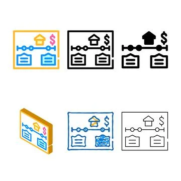 Home working planning color simplified icon vector Stock Illustration