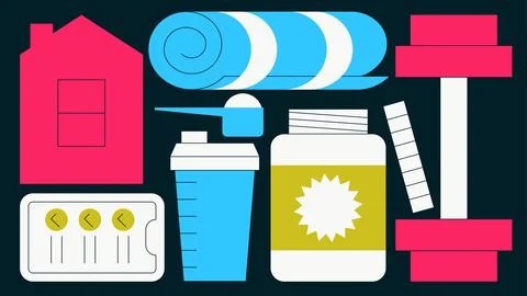 Home Workout Flat Concept Illustration Stock Illustration