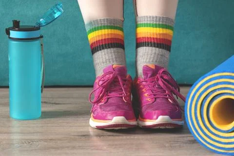 Home Workout Routine Concept Stock Photos