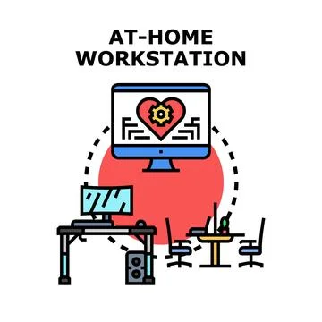 At home workstation concept for remote work lifestyle Ilustração Stock
