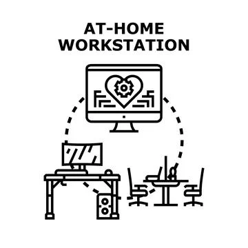 At home workstation concept for remote work lifestyle Stock Illustration