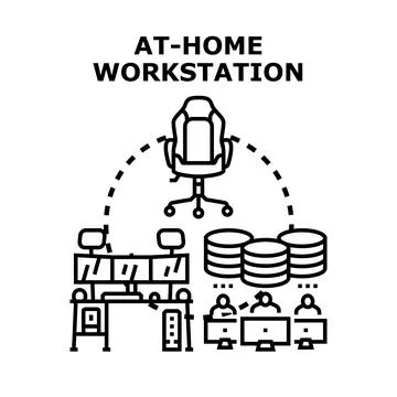 At home workstation representing remote work and virtual office Stock Illustration