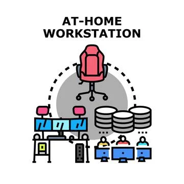 At home workstation representing remote work and virtual office 스톡 일러스트