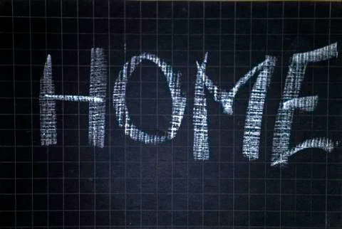 Home write on a blackboard Foto stock