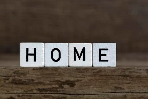 Home, written in cubes Stock Photos