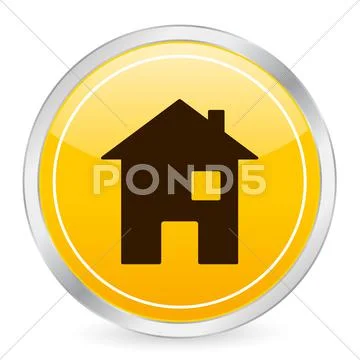 Home yellow circle icon Stock Illustration