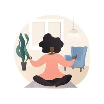 Home yoga abstract concept vector illustration. Illustrazione stock