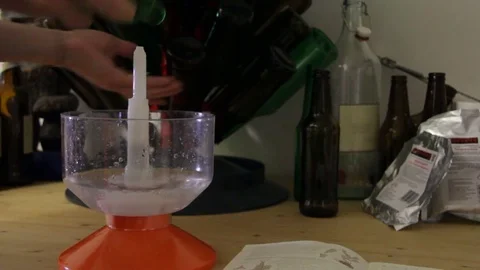 Homebrewing, clean bottles Stock Footage 76346937