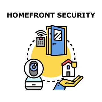 Homefront security system protecting house with smart technology Stock Illustration