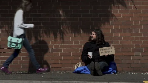 Homeless and Hungry Stock Footage 88359767
