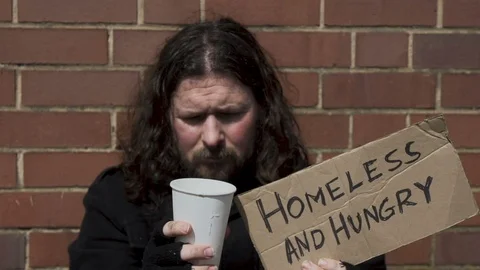 Homeless and Hungry Stock Footage 88360261