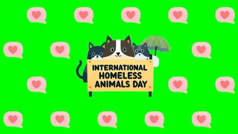 Homeless Animals Day Pop-Up, Pattern Characters: Green Screen Essentials Video stock 279198993