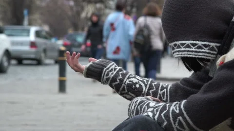 Homeless is Asking for Help Stock Footage 87216690