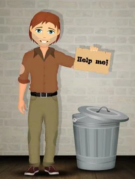 Homeless asking for help Stock Illustration