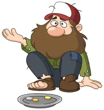 Homeless beggar Stock Illustration