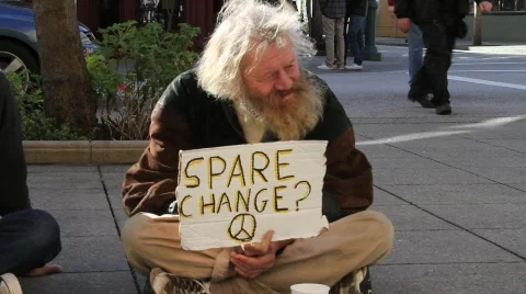 Homeless Beggar Sequence Stock Footage 623752