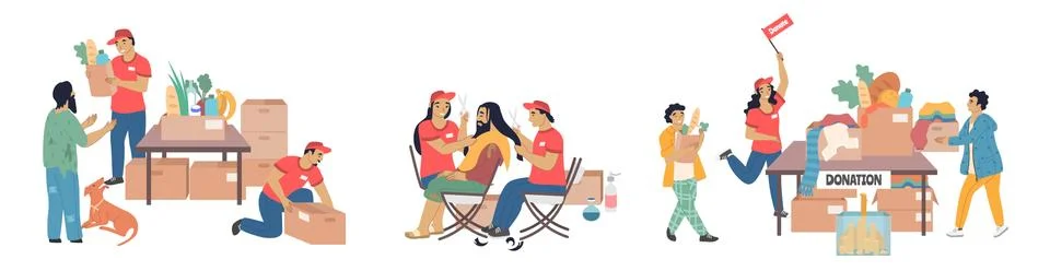 Homeless donation set, vector flat isolated illustration Stock Illustration