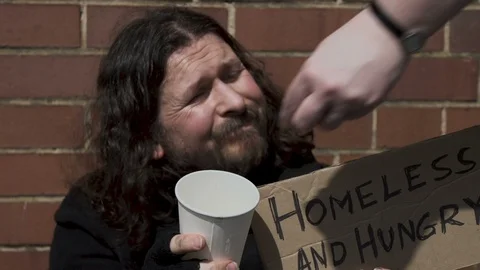 Homeless Man Begging Stock Footage 88360176