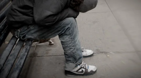 Homeless Man In Despair Stock Footage 38721727