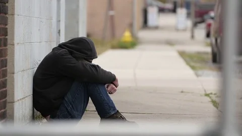 Homeless Man Sitting Stock-Footage 77838542