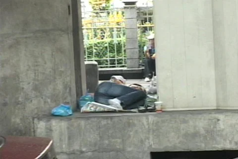 Homeless Man Sleeping Stock Footage 498963