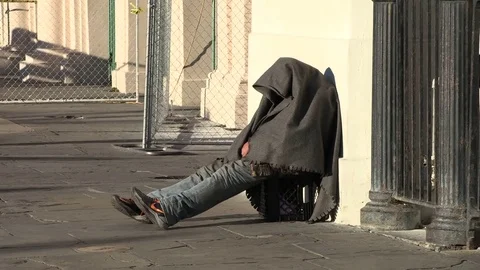 Homeless Man sleeping in the Sun Stock Footage 81820511