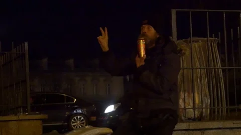 Homeless Man Talks To Himself In The Latin Quarter, Paris, France Stock Footage 158652830