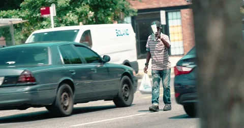 Homeless Man Traffic Stock Footage 193676536
