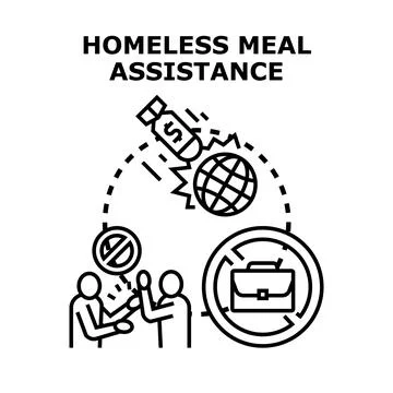 Homeless meal assistance program providing social support Stock Illustration