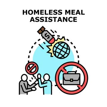 Homeless meal assistance program providing social support 스톡 일러스트