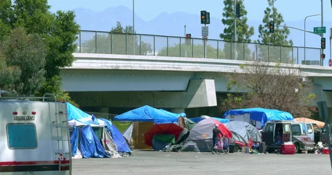 Homeless people living in tent camp duri... | Stock Video | Pond5