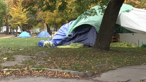 Homeless people living in tents encampme... | Stock Video | Pond5