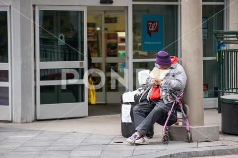 Homeless person sleeping Downtown Denver CO image Stock Photos