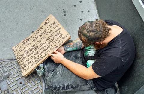 Homeless person in USA. New York city Stock Photos