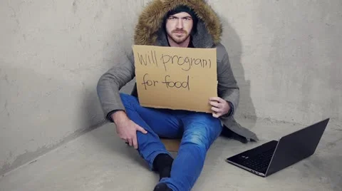 Homeless programmer 库存影片 20496451