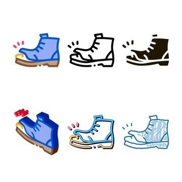 Homeless torn boot clean icon vector outline Stock Illustration