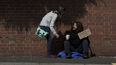 Homeless Veteran Stock Footage 88359691
