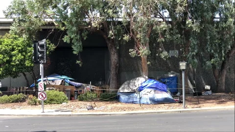 Homelessness in urban setting Video stock 221653513