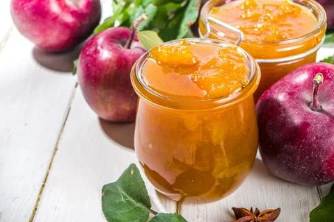 Homemade apple jam Stock Photos