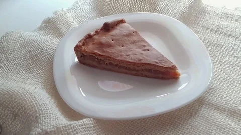 Homemade apple pie slice decorated with sugar Stock Footage 103610227