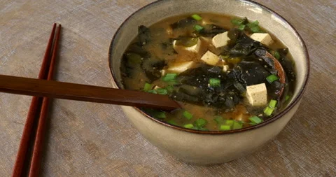 Homemade authentic miso soup Stock Footage 296902688