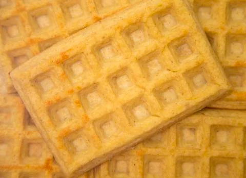 Homemade Background of Rectangle Waffles Stock Photos