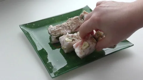 Homemade bacon Stock Footage 72457255