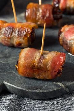 Homemade Bacon Wrapped Dates Stock Photos